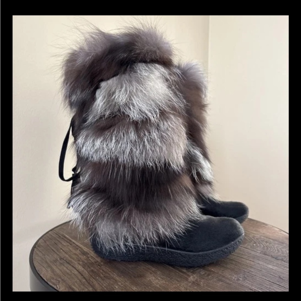 TECNICA APRES AFTER SKI SNOW BOOTS FOX FUR EUC 6B